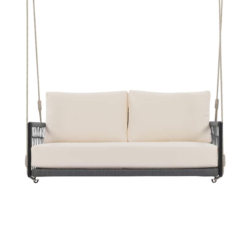 1-Piece Woven Rope Outdoor Swing Sofa - Black