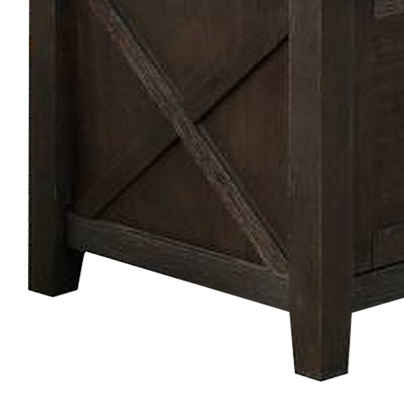 Wooden Counter Height Table with Cabinet and Butterfly Leaf, Gray