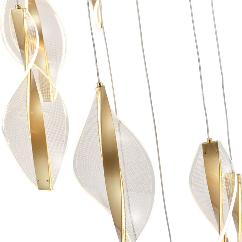 AIWEN Gold Modern LED Spiral Pendant Chandelier with Acrylic Shades Multi Light for Staircase Foyer