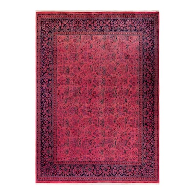 Overton Hand Knotted Wool Vintage Inspired Modern Contemporary Overdyed Pink Area Rug - 9' 2" x 12' 0"