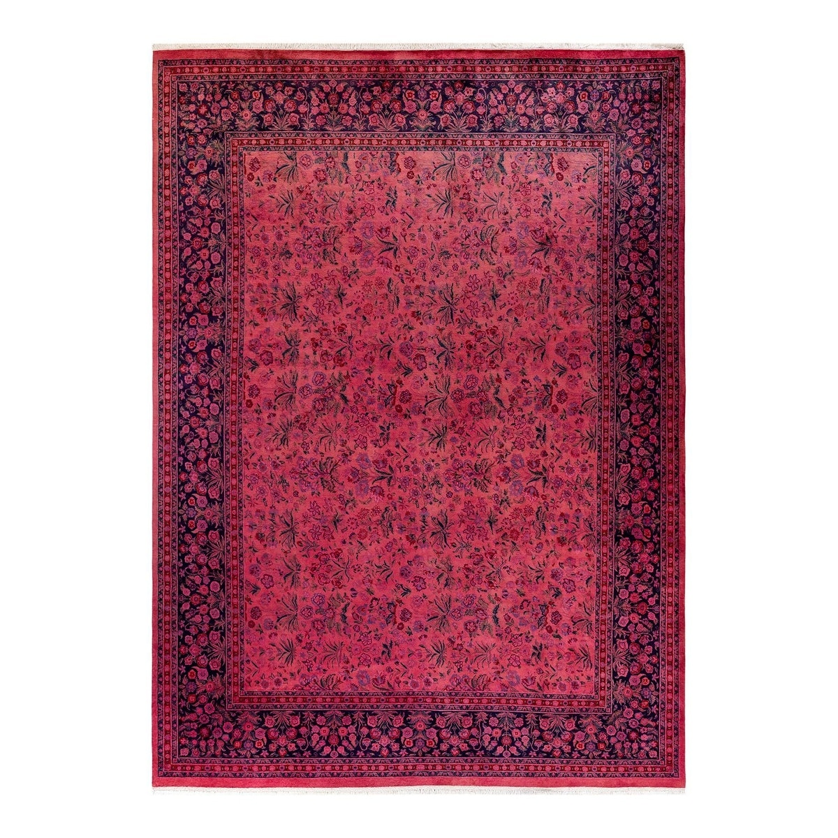 Overton Hand Knotted Wool Vintage Inspired Modern Contemporary Overdyed Pink Area Rug - 9' 2" x 12' 0"