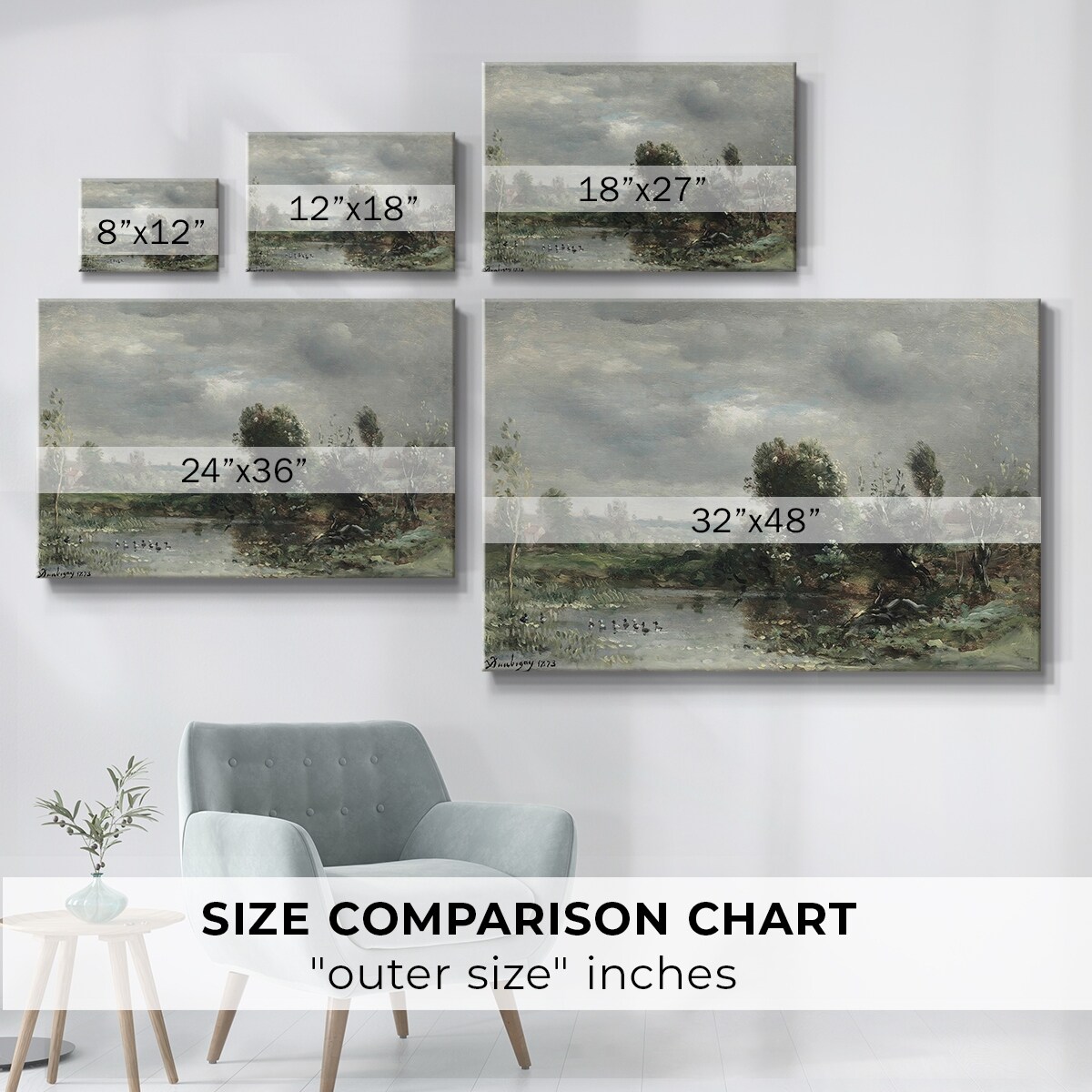 Vintage Landscape -DXXXII -Gallery Wrapped Canvas - Bed Bath