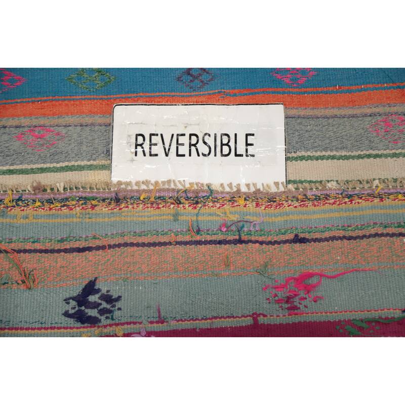 Hand Woven Oriental 100% Wool Carpet Southwestern Tribal Multi-Colored Kilim Area Rug - 6' 10'' X 5' 2''