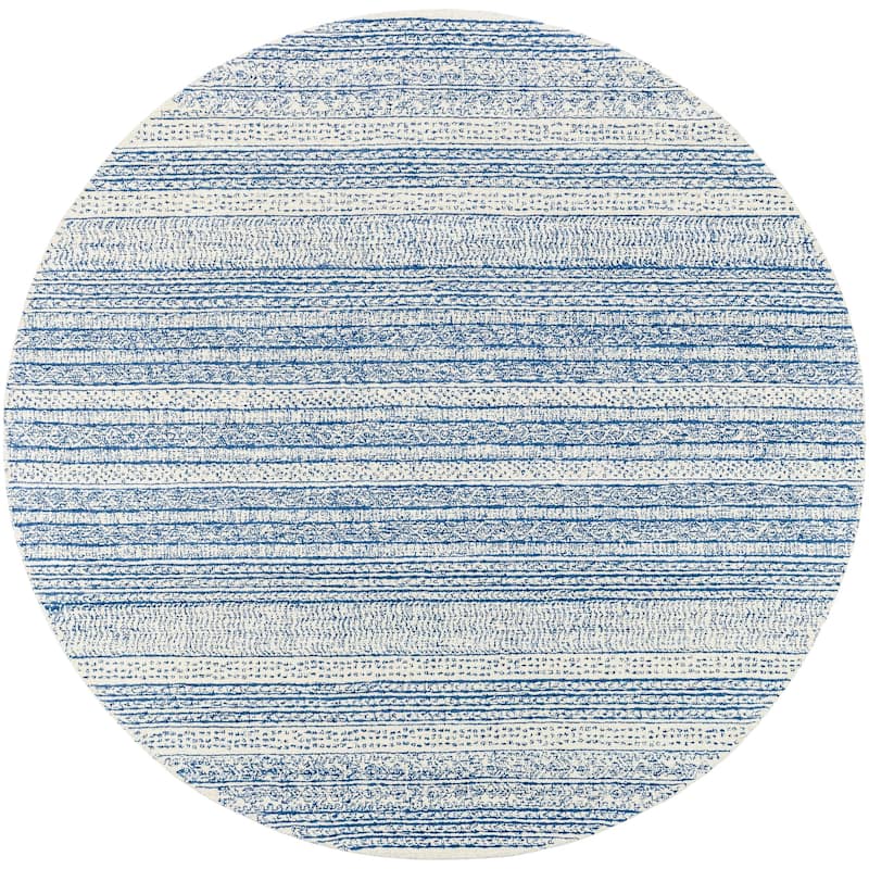 Livabliss Maroc Bohemian Tribal Hand Tufted Area Rug - 8' x 8' Round - Denim