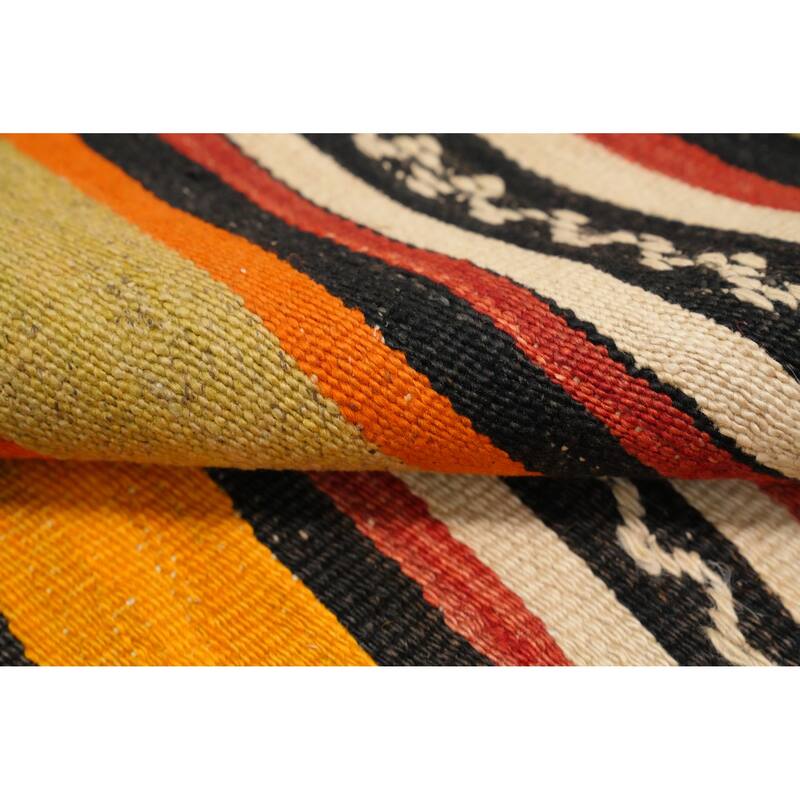 Hand Woven Oriental 100% Wool Carpet Southwestern Tribal Multi-Colored Kilim Area Rug - 11' 0'' X 5' 0''