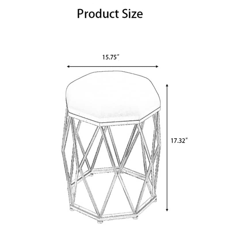 Modern Fabric Vanity Stool Chair with Metal Legs - White