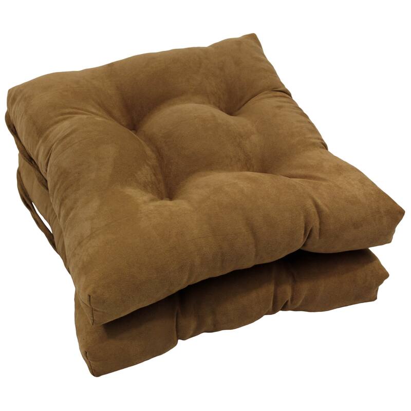 16-inch Square Indoor Microsuede Chair Cushions (Set of 2, 4, or 6) - Set of 2 - Saddle Brown