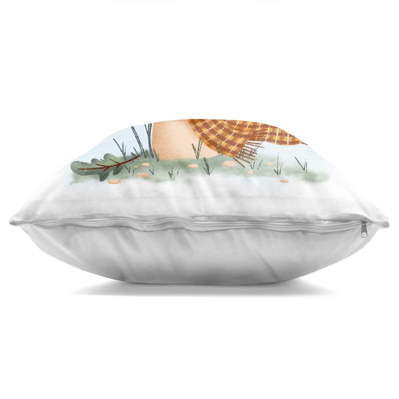Stupell Happy Mushroom in Scarf Decorative Printed Throw Pillow Design by Sarah Hickman