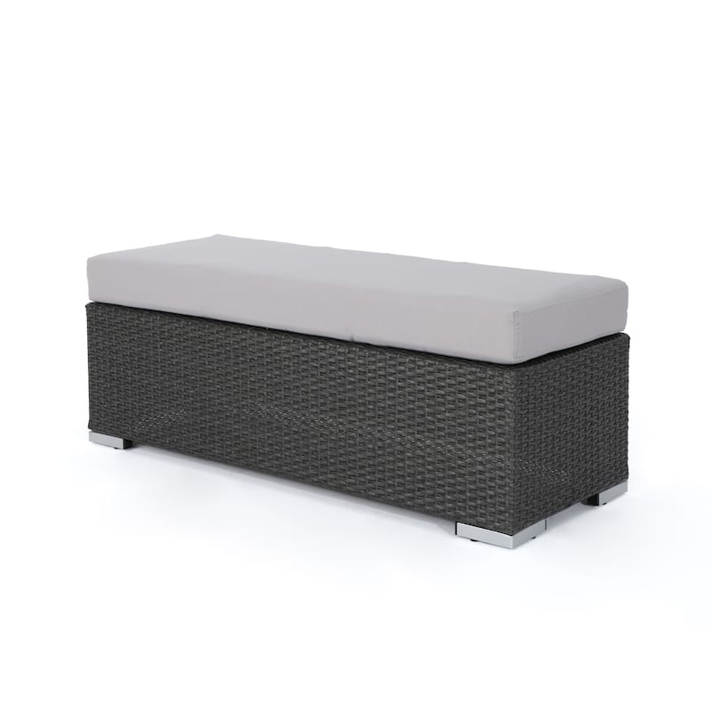 Santa Rosa Outdoor Wicker Bench with Cushion by Christopher Knight Home
