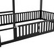 preview thumbnail 10 of 18, Twin Over Twin Metal Floor Bunk Bed with Safety Guardrails and Roof Design for Kids, House Shaped Bunk Bed Frame