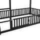 preview thumbnail 20 of 18, Twin over Twin House Bunk Bed Metal Floor Bed with Fence and Door