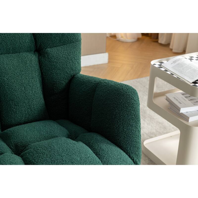 Teddy Fabric Rocking Chair with Adjustable Footrest and 300lb Capacity