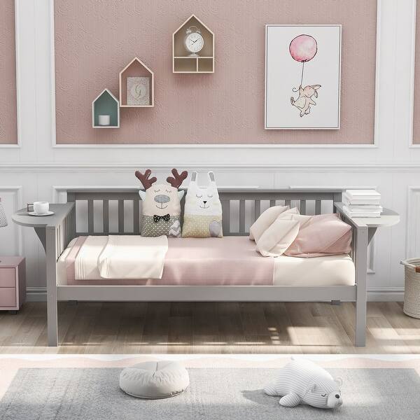 slide 2 of 30, Roomfitters Twin Size Daybed with Sturdy Wood Slat Support, Stylish and Functional Design for Compact Spaces Gray