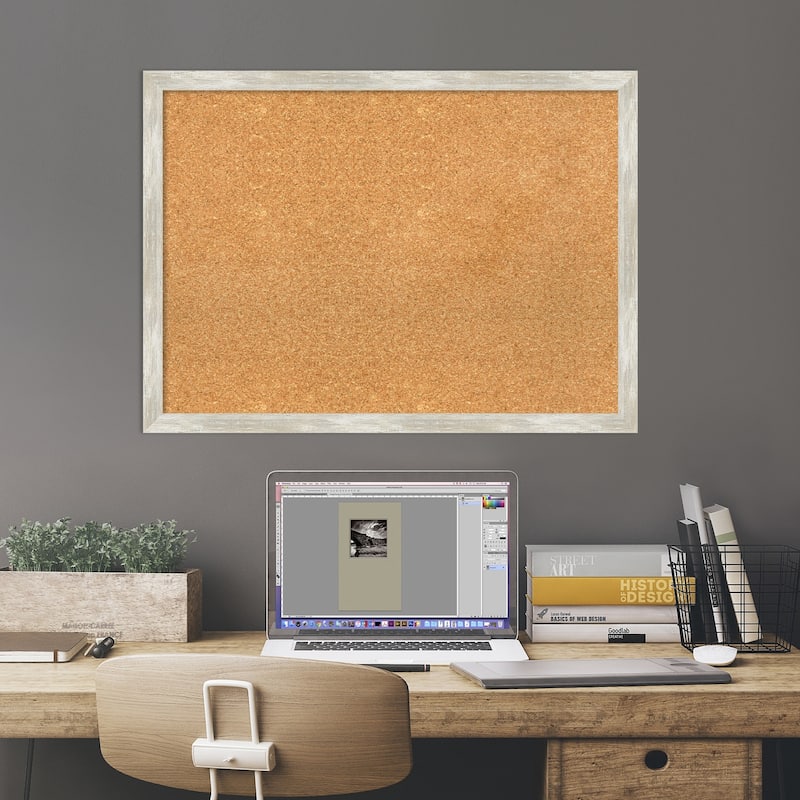 Crackled Metallic Narrow Narrow Framed Cork Bulletin Memo Board