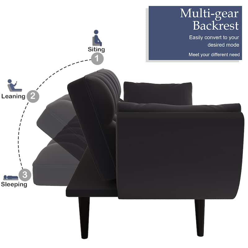 57" Velvet Sofa with Adjustable Backrest - Bed Conversion for Living or Guest Rooms