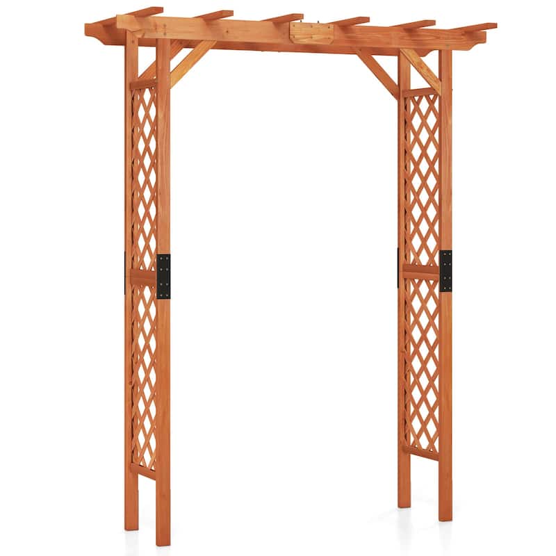 Costway Arbor Over 7FT High Wooden Garden Arch Trellis Pergola Outdoor - See Details