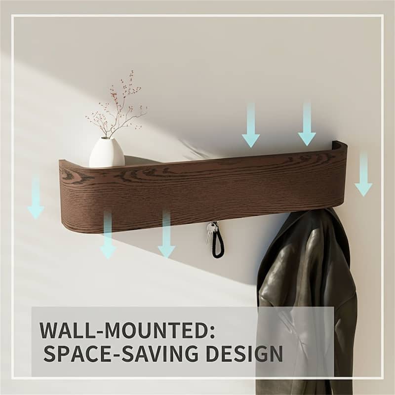 Solid Wood Wall-Mounted Coat Rack with Hooks