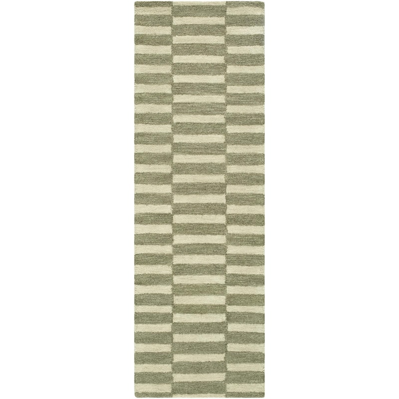 Livabliss Idaho Modern Striped Area Rug - 2'6" x 8' - Sage/Beige - Runner