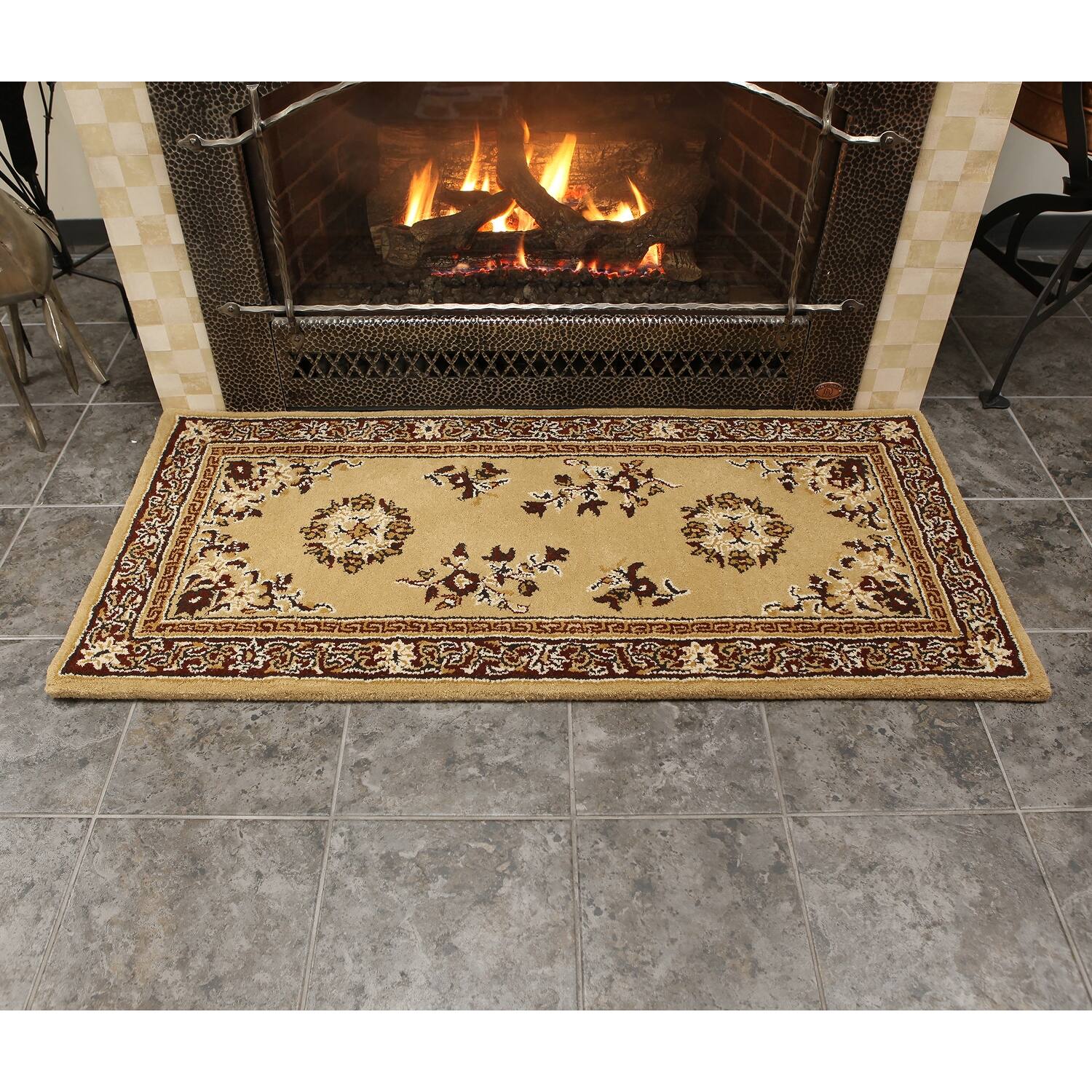 Minuteman International Oriental Rectangular Hearth Rug, 56 Inch Long