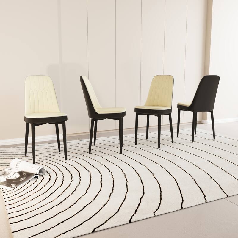 Dining Chairs Set of 4, Faux Leather Upholstered Dining Chairs with Metal Legs for Kitchen/Living Room/Restaurant