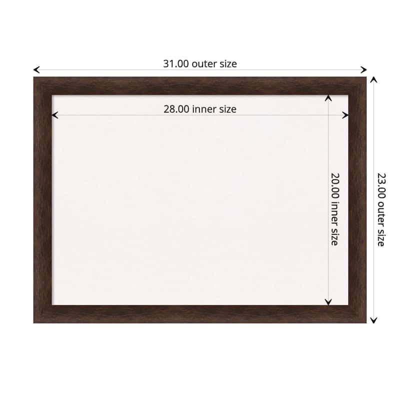 Warm Walnut Narrow Wood Framed White Corkboard Bulletin Board - Board Size 28x20