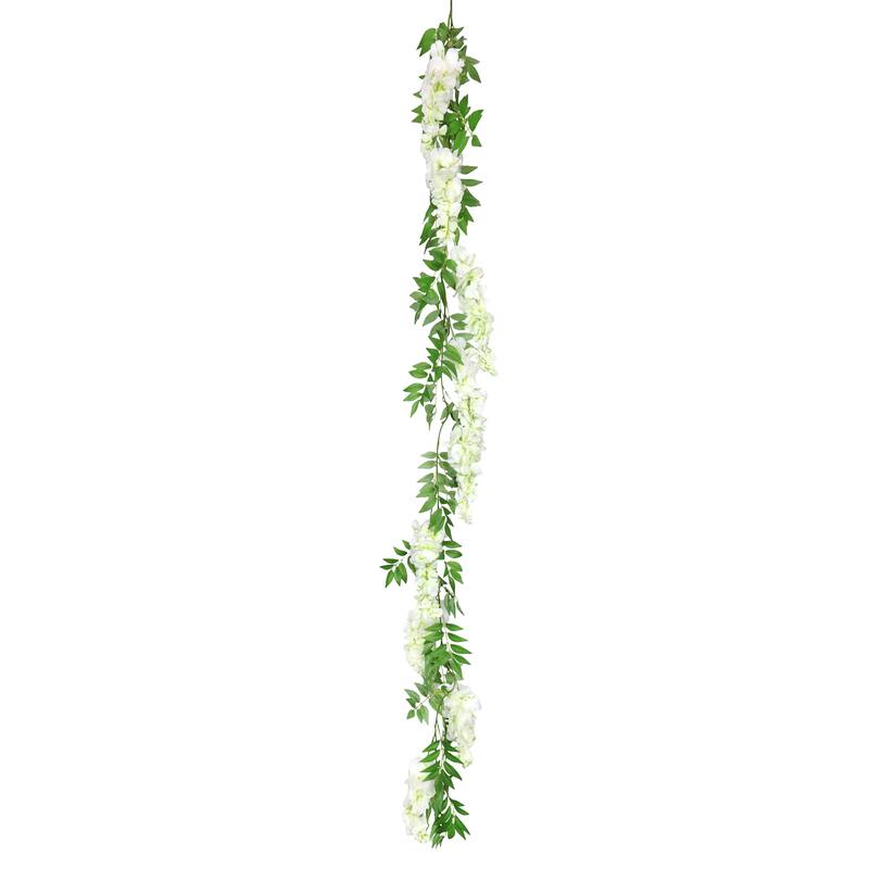 Set of 2 Cream White Artificial Wisteria Flower Garland Hanging Vine 6ft - Cream White - 72" L x 6" W x 6" DP