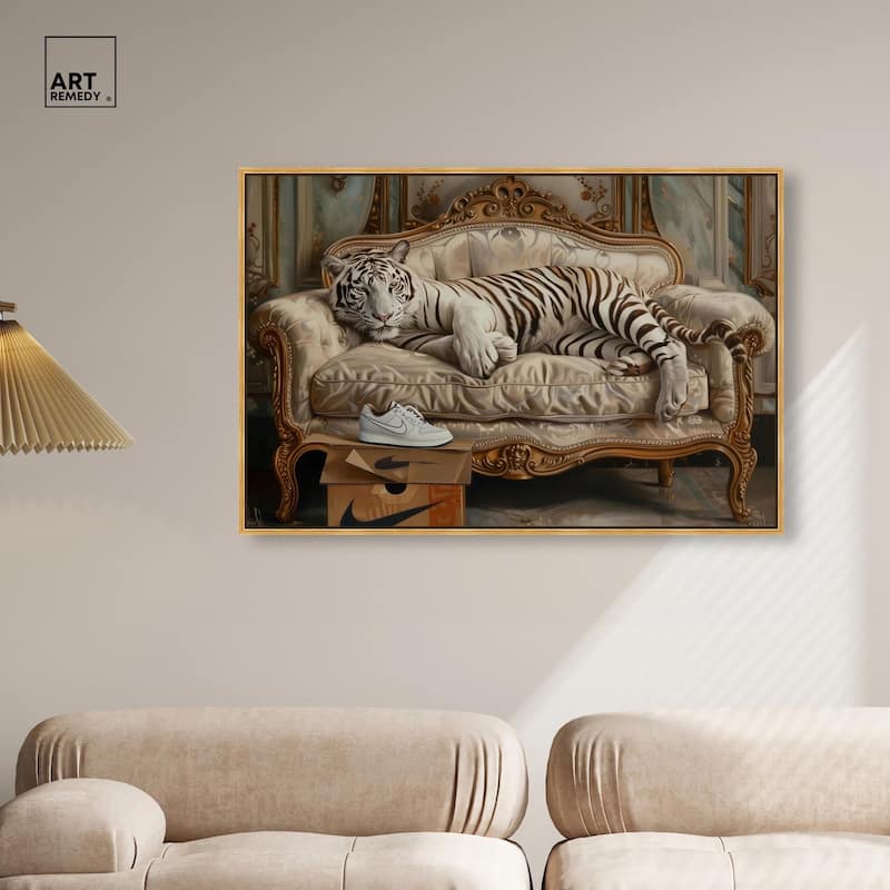 Lounging Sneaker Tiger Canvas by Art Remedy