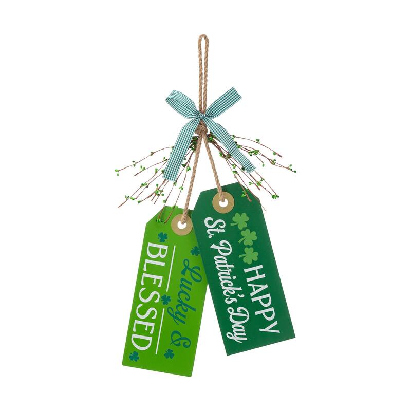 Glitzhome 24"H Wooden Valentine's Day/Patriotic/Americana/Easter Doorknob Hanging Decor - St. Patrick's