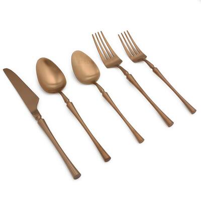 Elyon Noelle Matte Colored Stainless Steel Flatware Set 20 Pieces