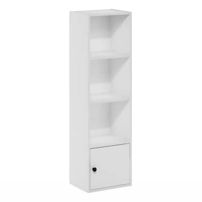 41.8 in. Tall White Wood 4-Shelf Bookcase with Storage Cabinet