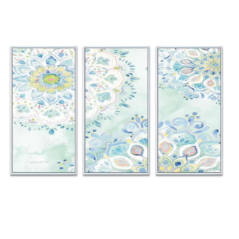 Designart "Watercolor mandalas III" Traditional Framed Canvas Wall Art