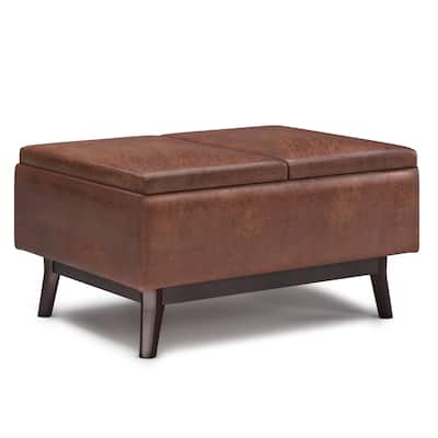 Tray Top Small Coffee Table Storage Ottoman
