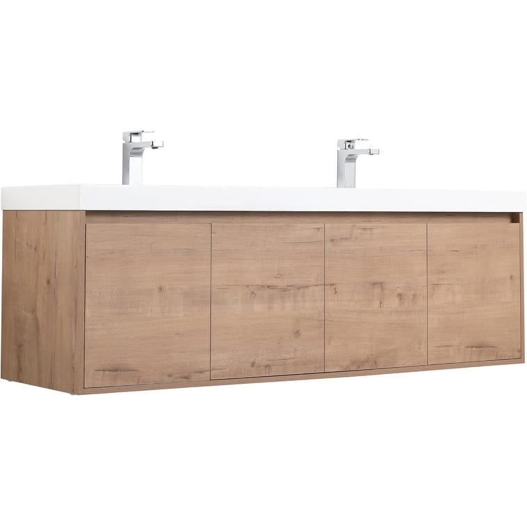 Blossom 60" Wall Mount Vanity with Double Acrylic Sink, Modern Design