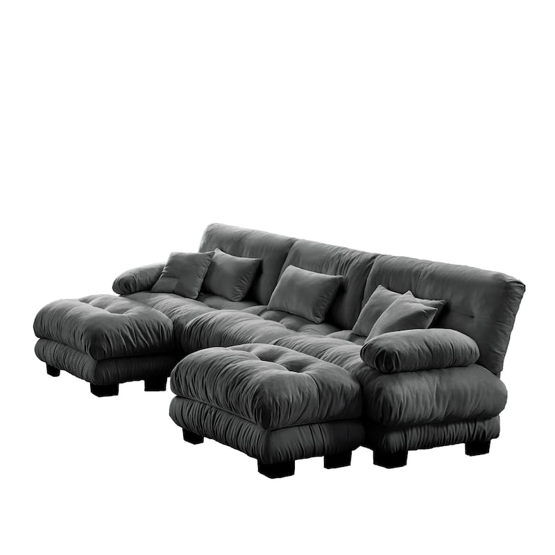 3-Seater U-Shaped Deep Seat Sofa Couch with 2 Ottomans
