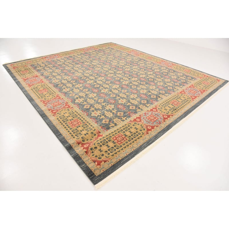 Traditional Cassia Collection Area Rug - Navy Blue - 10' Square