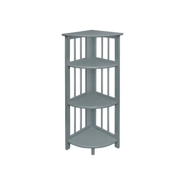 slide 2 of 13, Mission 4-shelf Corner Folding 100% Solid Wood Bookcase Slate Gray