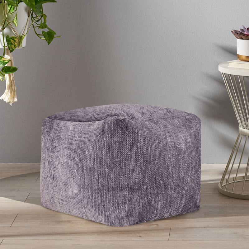 Sevita Transitional Solid Chenille Indoor Pouf