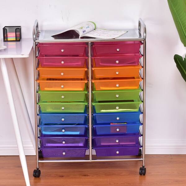 Shop Costway 20 Drawer Rolling Storage Cart Scrapbook Paper Office