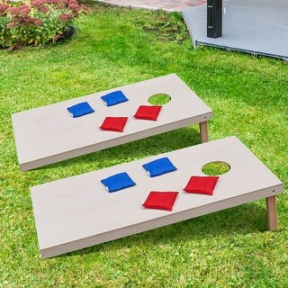 4 x 2'', Portable Outdoor Yard Cornhole Game with 2 Wooden Cornhole Boards, 8 Corn Hole Toss Bags & Bean Bags (Set of 2)