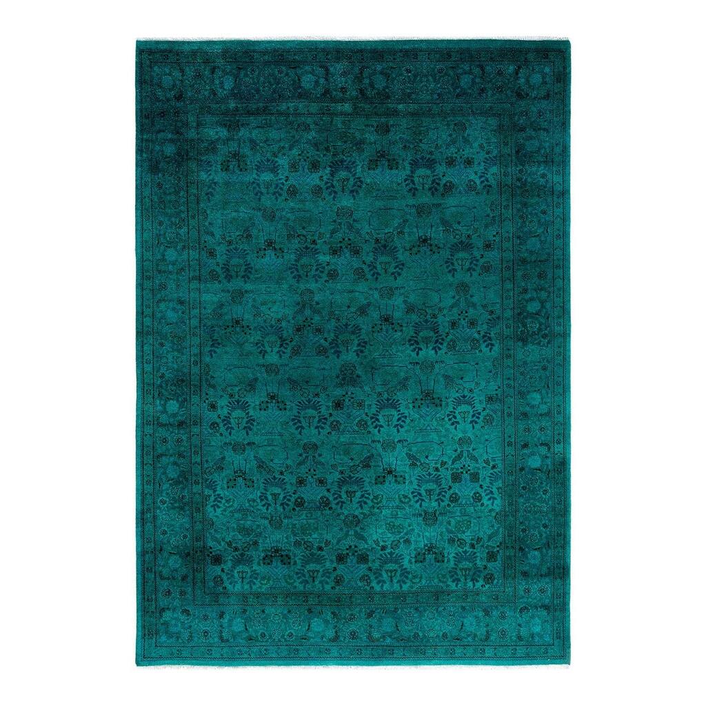 Fine Vibrance One-of-a-Kind Hand-Knotted Area Rug - Green, 6' 1" x 8' 7" - 6' 1" x 8' 7"