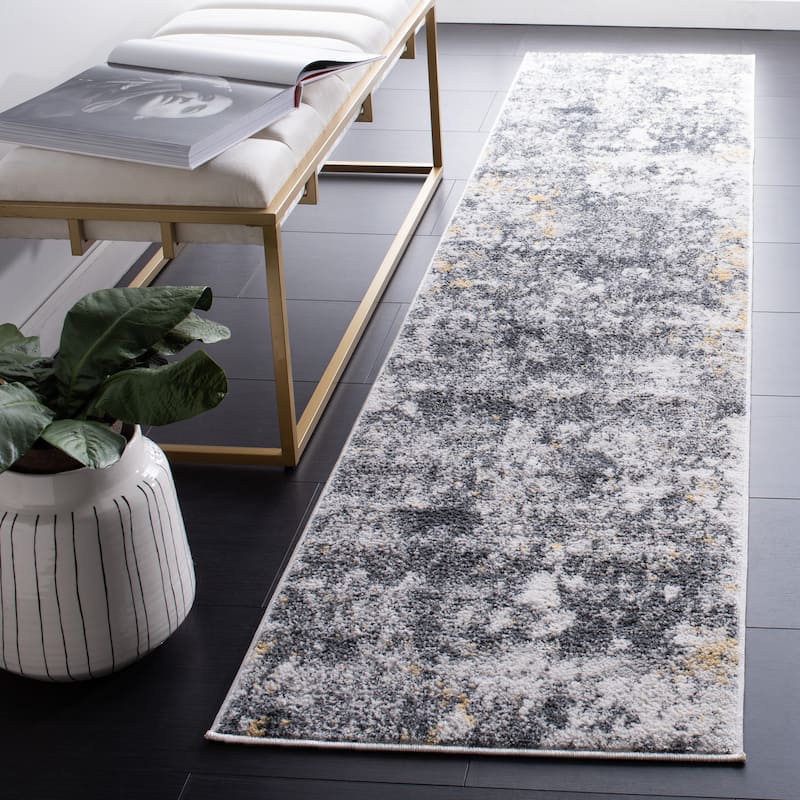 SAFAVIEH Toscana Una Abstract Rug - 2' x 9' Runner - Ivory/Dark Grey