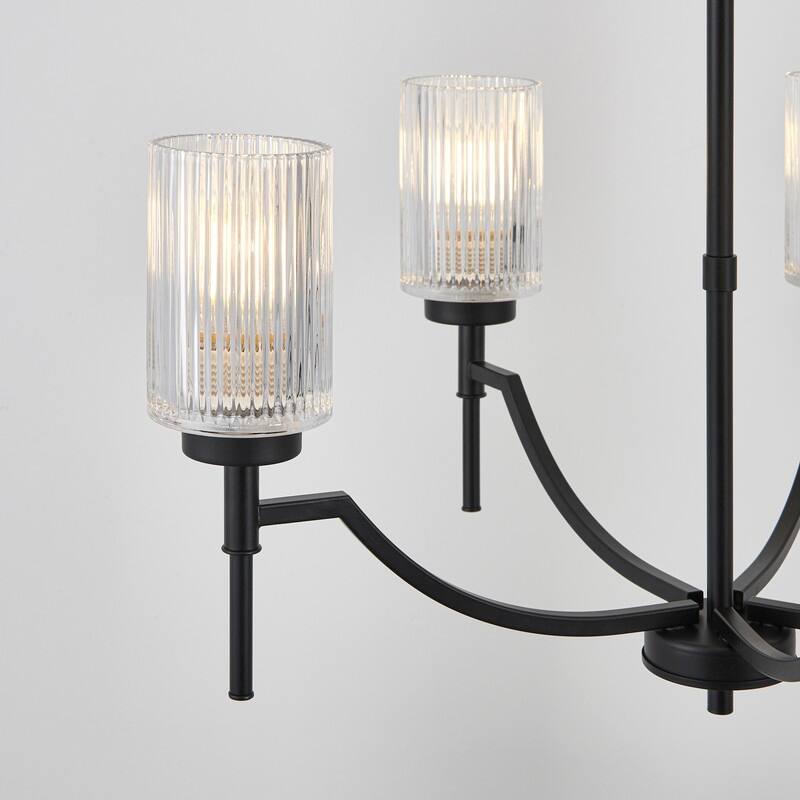 KAWOTI 5-Light Chandelier with Flutted Glass Shades - W27" x D27" x H27.5"