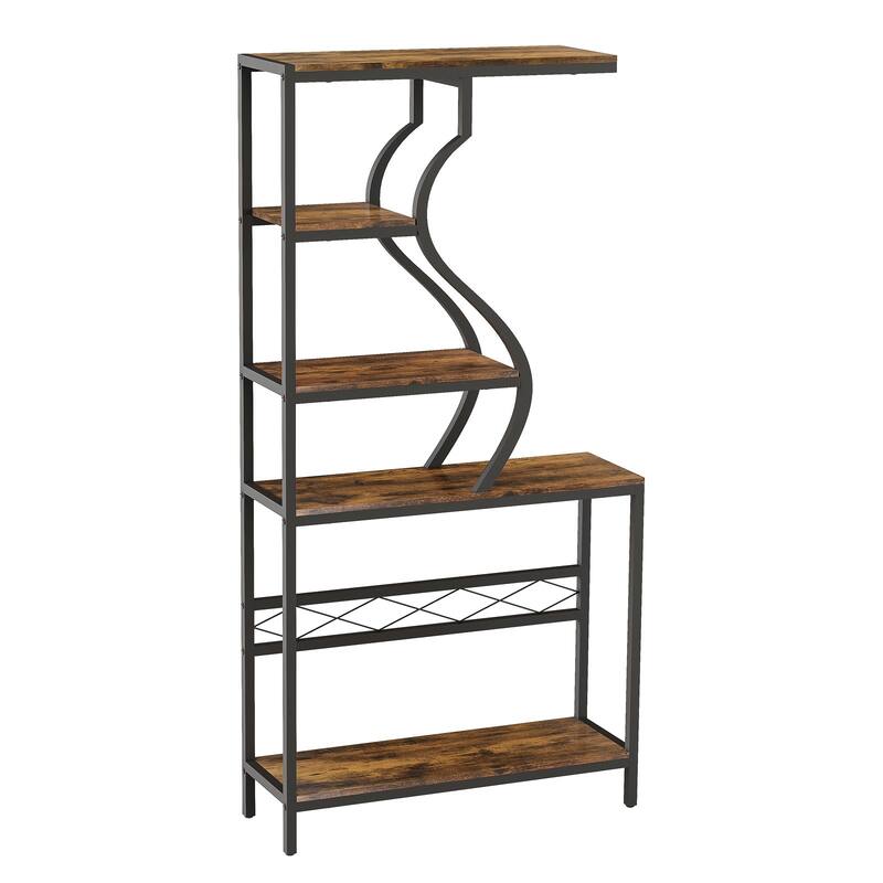 Tall 5-Tier Industrial Metal & Wood Plant Stand, Bookshelf, Bonsai Display - 36" W x 12" D x 72" H