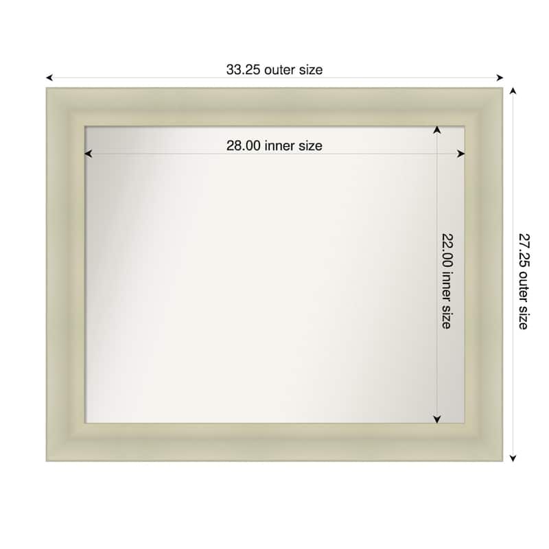 Oliver Non-Beveled Wood Framed Bathroom Vanity Wall Mirror - 33 x 27 in - Oliver Warm Silver