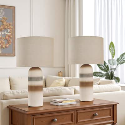 2-Pack 26"H Ceramic Accent Table Lamp with Linen Shade