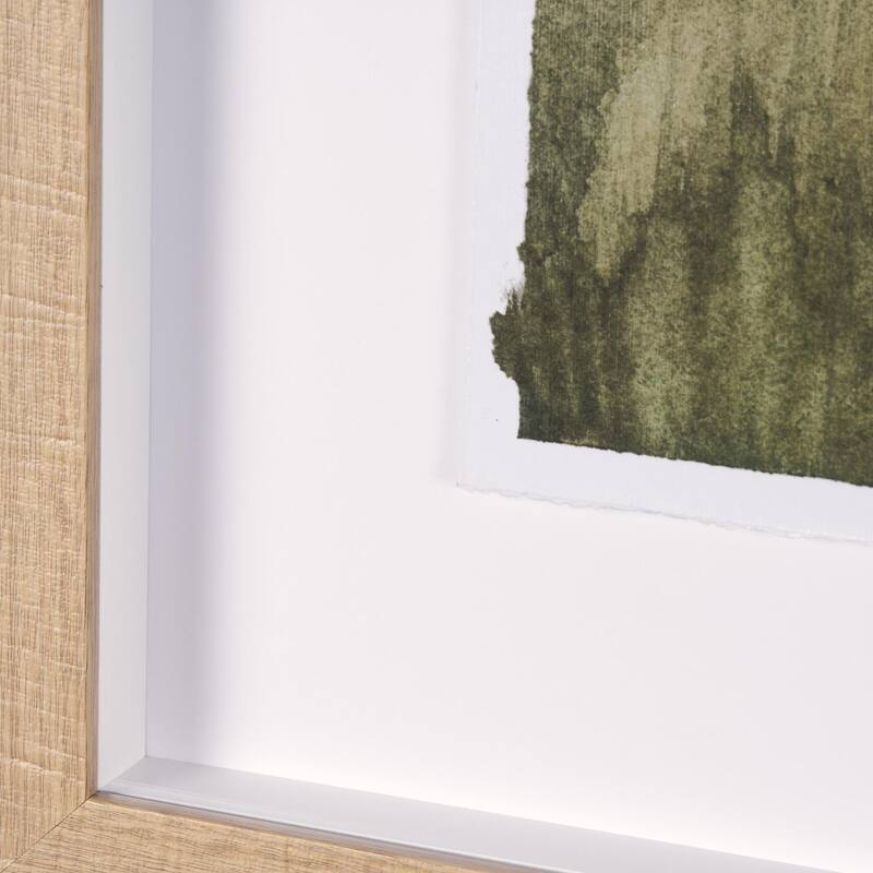 Rolling Fields I Hand Embellished Brown Framed Watercolor Art Print on Paper Mounted with Backing