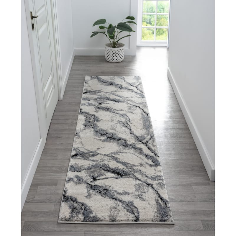 Paris Collection Abstract Cream/Blue Rug