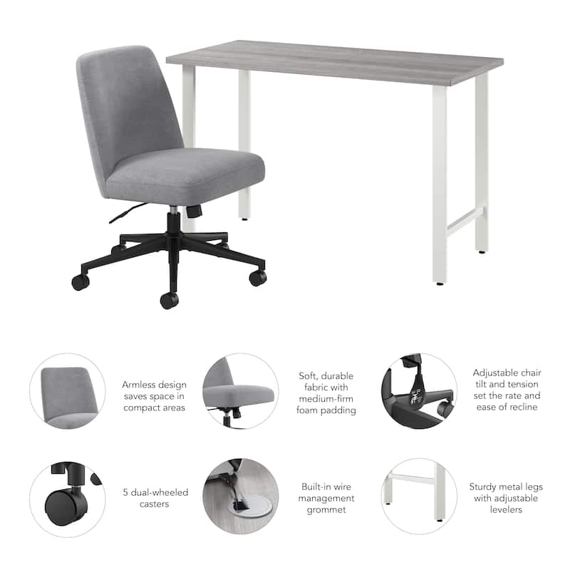 Bush Furniture Hustle 48W x 24D Computer Desk and Chair Set