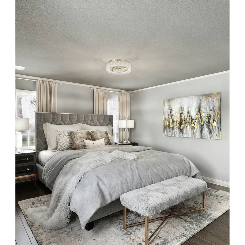 Gold Stainless Steel LED Flush Mount With Crystals