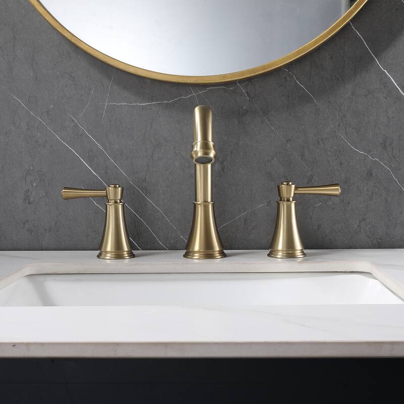 Solid Brass Widespread 2-Handles Bathroom Faucet
